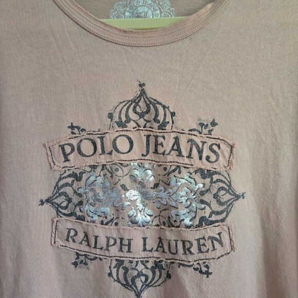 RALPH LAUREN Peach Cotton Short Sleeve Tee Shirt XL - Picture 2 of 4